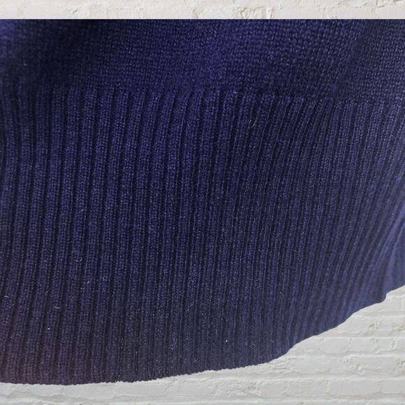 Aqua Cashmere Cardigan Size L Button Front 100% Cashmere Navy Blue Classic - Picture 14 of 16